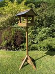 Wooden Bird Table Slate Roof Garden Wood Birds Feeding Station Table Bird Shelter