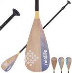 WONITAGO SUP Paddleboard Paddle with Fiberglass Shaft and PP Blade, Floating Adjustable Stand Up Paddle Board Paddle, 170-210 cm/68-84 Inches, Wood Color & Wave Orange Pattern