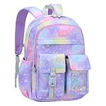 Cute Coloful Casual Daypack for Girls,Teens Elementary School Backpack,Primary Book Bags forTeens Gradient Purple-L