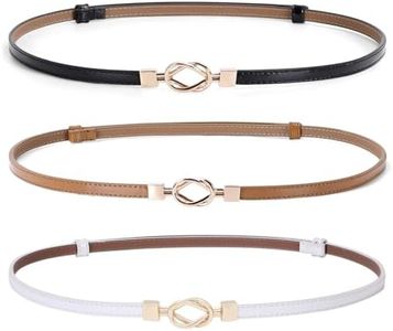 JASGOOD Leather Skinny Women Belt Ladies Thin Waist Belts Plus Size Adjustable for Jeans Pants Dresses with Metal Buckle