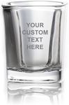 QUAFFER Personalized Shot Glass Custom Text - Laser Etched Heavy Base Shot Glasses – Customized Square Modern Sleek Shot Glasses – Classic Whisky Vodka Tequila Mini Glasses - Great Gift