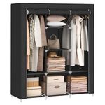 SONGMICS Portable Closet, Wardrobe Closet Organizer with Non-Woven Fabric Cover, Hanging Rods and Shelves, 51.2 x 17.7 x 66.1 Inches, Large Capacity for Bedroom, Living Room, Ink Black URYG096B01