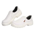 BLACK+DECKER White Microfiber Din Leather Slip-On Safety Shoes for Men | Single Density | Fiber Toe | Water Repellent, Antislip, Oil & Chemical Resistant | BXWB0151IN | Size-09