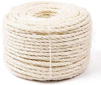 Yangbaga Sisal Rope for Cats 164FT, Hemp Rope for Scracthing Post Replacement, Odor Free 1/4in Diameter, Come with a Sisal Ball