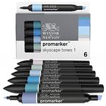 Winsor & Newton, Promarker, Skyscape Tones, Set of 6, Alcohol Based Dual Tip Markers