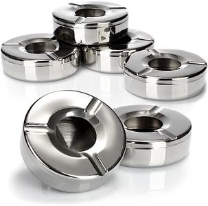 com-four® 6X Ceniceros de Acero Inoxidable - Cenicero de Viento con Tapa extraíble para Proteger contra Las Cenizas Volantes - Ø 11 cm (006 Piezas - Acero Inoxidable)