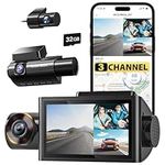 WOLFBOX i07 Dash Cam with WiFi GPS, 3 Channel/Triple 4K+1080P Dash Camera Front and Inside, 2.5K 1600P+1080P+1080P Dash Cam Front Rear and Cabin, 3" LCD Super IR Night Vision, Smart Parking Monitor