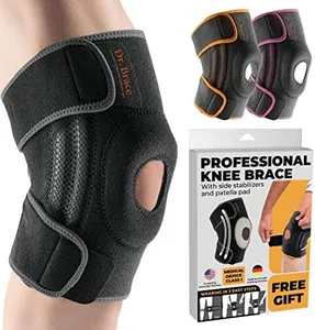 DR. BRACE ELITE Knee Brace with Side Stabilizers & Patella Gel Pads for Maximum Knee Pain Support and fast recovery for men and women-Please Check How To Size Video (Mercury, Large)