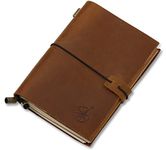 WANDERINGS A6 Travelers Notebook - only 5 1/4x6 7/8" (A6) - Small Refillable Leather Travel Journal, Hand-Crafted Genuine Leather - Perfect for Writing, Poets, Travelers, as a Diary - Blank Inserts