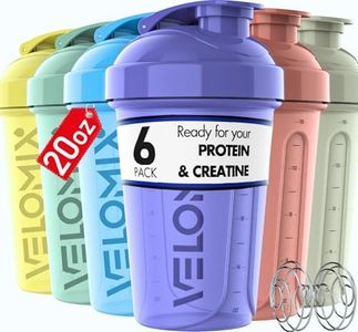 VELOMIX -6 PACK- 20 OZ Protein Shaker Bottles for Protein Mixes, Shaker Cups for Protein Shakes, Small Shaker Bottle Pack, Shaker Cup, Shakers for protein Shakes (Pastel Shades - 6 Pack)