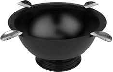 Stinky Cigar Ashtray, 4 Stainless Steel Stirrups, 8-Inch Diameter, 3-Inch Deep, Windproof, Deep Bowl Design, Based On 'The Original Stinky Ashtray, Matte Black