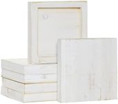 6 Pack White Washed Craft Wood Board Panels with Hardware Included for DIY Signs, Paintings (5 x 5 in)