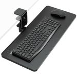 VIVO Clamp-on Rotating Computer Keyboard and Mouse Tray, Swiveling 64cm x 25cm Platform with Extra Sturdy Single Desk Clamp, Ergonomic Typing, Black, MOUNT-KB01CB