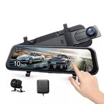 AUSHA® 10-inch Touch IPS Screen Car DVR with 4K Ultra HD Resolution, Dual Camera Recording, Real-time Reverse Parking View, Loop Recording, G-Sensor, Motion Detection and Parking Monitor