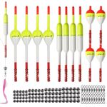 Dovesun 112PCS Fishing Bobbers Kit for Crappie Bobbers Fishing Bobbers Floats Fixed Bobbers for Fishing with Rotable Swivel Split Shot Weights