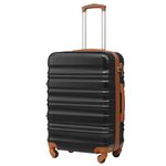 COOLIFE Suitcase Trolley Carry On Hand Cabin Luggage Hard Shell Travel Bag Lightweight with TSA Lock and Durable 4 Spinner Wheels (Apricot Black, S(56cm 38L))