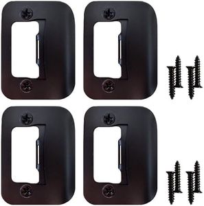 Gator Door Strike Plate with Screws, – 2-1/4" by 1-3/4" Universal Latch Restorer Alloy Steel Lock Hardware for Interior and Exterior Doors, Replacement Door Latch Plate | Oil Rubbed Bronze 4-Pack