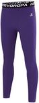 DEVOROPA Boys Leggings Quick Dry Youth Compression Pants Sports Tights Basketball Base Layer, Purple, Small