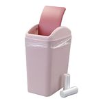 AnnkkyUS 16 L Swing Lid Garbage Bin, Plastic Trash Bin with 2 Rolls Garbage Bags (Pink)