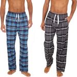 INSIGNIA Mens Pyjamas Lounge Pants Cotton Check Bottoms 2 pack (Blue -Grey, M)