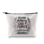 Nanny Gift Nanny Appreciation Gift Thank You Gift for Grandma Behind Every Sane Family is A Superhero Nanny Make Up Accessory Bag (Behind Every Sane Family)