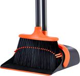 Upgraded Broom and Dustpan Set - 52'' Long Handle, Heavy Duty Standing Combo for Home Office