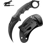 JXE JXO Tactical EDC Claw Knife with Sheath, Durable 420HC Steel Karambit Fixed Blade Outdoor Duty Knife, Survival Knife with Ergonomics G10 Anti-skidding Handle