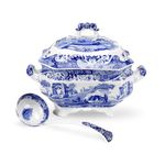 Spode Blue Italian Soup Tureen and Ladle Set | Covered Serving Dish for Soup | Made of Fine Porcelain | 3 Quart Capacity | Dishwasher and Microwave Safe | Blue/White