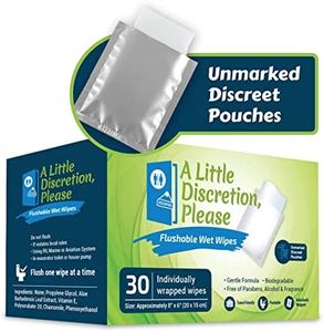 A Little Discretion, Please | Individually Wrapped Flushable Wipes For Adults in Discreet Unmarked Packaging | Unscented, Septic and Sewer Safe | Travel Wipes, Individual Wipes Biodegradable (30 Ct.)