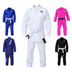 G4 VISION BJJ Gi Mens Kids Brazilian Jiu Jitsu Suit Jujitsu Uniform Adult Youth Blue Black White (White, A4)