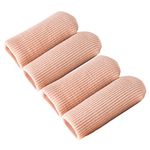 Makhry 4pcs Adjustable Cuttable Gel Toe and Finger Cap Lined Gel Toe Covers Sleeves Ribbed Knit Toe Caps Silopad Digital Caps (Thumbs/Big Toes,XL)