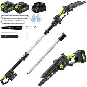 V-MODEST 2-IN-1 Cordless Pole Saw 8 inch &6 inch, 2*4.0Ah Battery Powered Pole Saws for Tree Trimming, Brushless Electric Rotatable Pole Saw with 15ft Max Extension Pole for Tree Branches Wood Cutting
