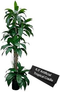 Hand-Made 6.5' Tropical Cradle Artificial Tree with Ethically Sourced Real Wood Trunks | Green | Cypress & Alabaster