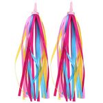 Ainkou 1 Pair Kid's Rainbow Bike Streamers for Girls Boys, 2pcs 10" Childrens Colorful Bicycle Handlebar Grips Tassel Ribbons (Yellow Pink)