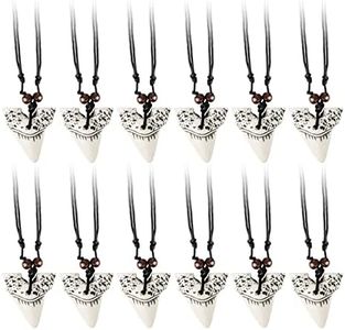 Junkin Shark Tooth Necklaces Bulk for Boys, Prehistoric Shark Teeth Necklaces Adjustable Long Shark Teeth Pendant Leather Cord Shark Necklace Shark Party Favors for Men and Boys Girls(30 Pieces)