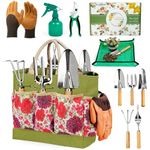 SLARMOR Garden Tools Set 10-Piece, Heavy Duty Gardening Tools Kit for Women & Men with Stainless Steel Hand Tool, Pruning Shears, Gloves, Bag - Ideal Gardening Gifts for Women & Gardeners