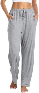 Vlazom Mujer Pantalones de Pijama Largo, Suave Modal Lounge Pantalones de pierna ancha Casual Inicio Pantalones con bolsillos(XL,Gris)