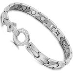 RainSo Elegant Womens Magnetic Bracelets Stainless Steel Magnetic Bracelet For Women Adjustable with Remove Tool & Gift Box (Silver)