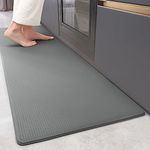 Color&Geometry Soft Kitchen Rug, Waterproof Cushioned Comfort Anti Fatigue Mat, 44x150cm Low Elastic Kitchen Floor Mat with Non-Slip Rubber Kitchen Runner Rug, Grey 17"x59"