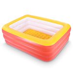 Inflatable Pools for Kids and Adults, 205x145x63cm Kiddie Pools with Inflatable Soft Floor, Durable Family Swimming Pool for Backyard, Garden or Indoor