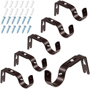 6 Pieces Curtain Rod Brackets General Adjustable Curtain Rod Holder Wall Bracket Hooks Outside Mounted Blinds Curtain Rod Bracket with Screws for 1 Inch Diameter Curtain Rod (Bronze)