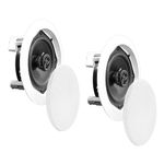 6.5" Ceiling Wall Mount Speakers - Pair of 2-Way Midbass Woofer Speaker 1/2'' Polymer Dome Tweeter Flush Design w/70Hz-20kHz Frequency Response & 200 Watts Peak Easy Installation - Pyle PDIC61RD