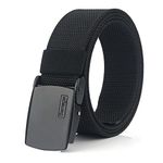 Military Equipment Tactical Belt Men Metal Buckle Thicken Nylon Canvas Belts for Men(Black)