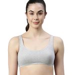 Enamor Low Impact Bra - Non-Padded, Wirefree & High Coverage | Grey Melange |XXL - SB06