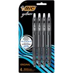 BIC Gelocity Original Black Gel Pens, Medium Point (0.7 mm), 4-Count Pack, Retractable Gel Pens With Comfortable Grip