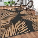 GENIMO Outdoor Rug Waterproof for Patios Clearance, Reversible Outdoor Plastic Straw Camping Rug Carpet, Large Area Rugs Mats for RV, Camper, Deck, Balcony, Porch, Backyard, Beach, Picnic. Leaf