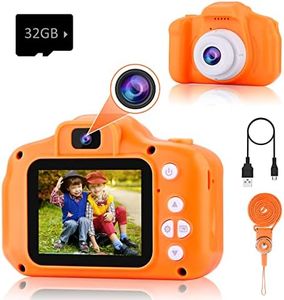 PROGRACE Kids Camera for Boys Girls - Dual Selfie Mini Children Camera Age 3 4 5 6 7 8 9 Year Old Kids Camcorder Christmas Birthday Gift for Girls Boys Toy Camera for Kids Video Camera Recorder Orange