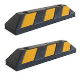 SNS SAFETY LTD RWS-4x2 Rubber Parking Wheel Stop for Commercial and Domestic Car Parks and Private Garages, Black and Yellow, 55x15x10 cm (Pack of 2)