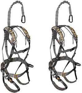 Muddy Ambush MSH500 Hunting Camouflage Quick Release Deer Stand Safety Harness with Quick Release Leg Buckles and Flexible Tether (2 Pack)
