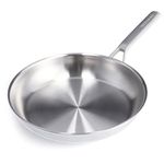 Merten & Storck Tri-Ply Stainless Steel Induction 30cm Frying Pan Skillet,Professional Cooking,Multi Clad,Heats Evenly,Drip-Free Pouring Edges,Browning,Induction,Durable,Oven Safe up to 200˚C,Silver